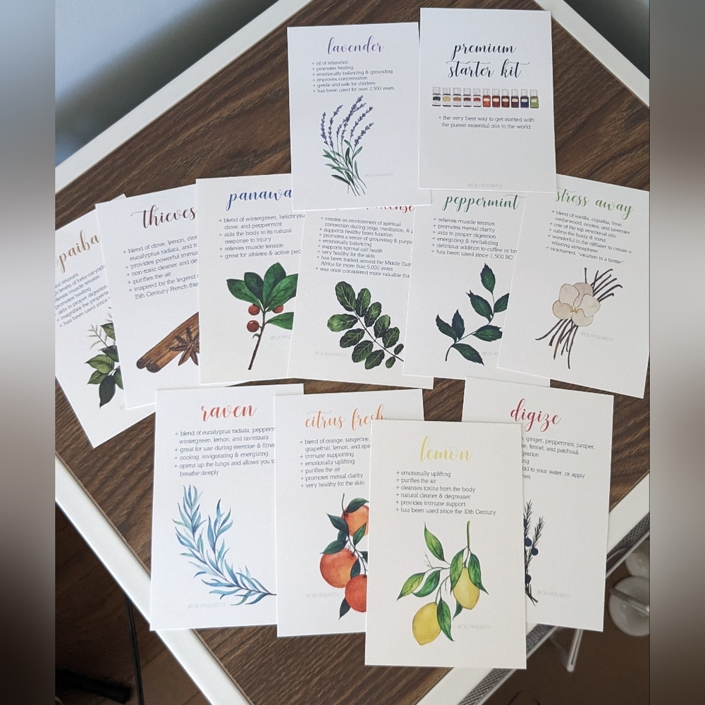 Young Living starter kit info cards